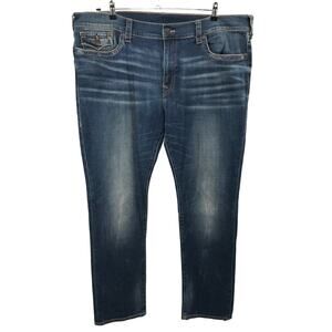 True Religion Medium Wash Ricky Relaxed Straight Jeans Size 44
